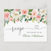 ピンク赤面フラワーズブライダルシャワーレシピカード ポストカード (正面)