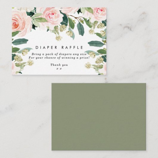 ピンク赤面フローラおむつラッフルエンクロージャカード エンクロージャーカード (正面/裏面)