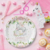 ピンク赤面フローラかわいい象の赤ちゃんシャワー ペーパープレート (パーティー)