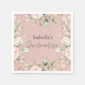 ピンク赤面フローラウォーターカラーキンセアニラ紙 スタンダードカクテルナプキン (正面)