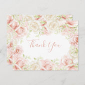 ピンク赤面フローラエレガントな結婚式ありがとう ポストカード (正面/裏面)