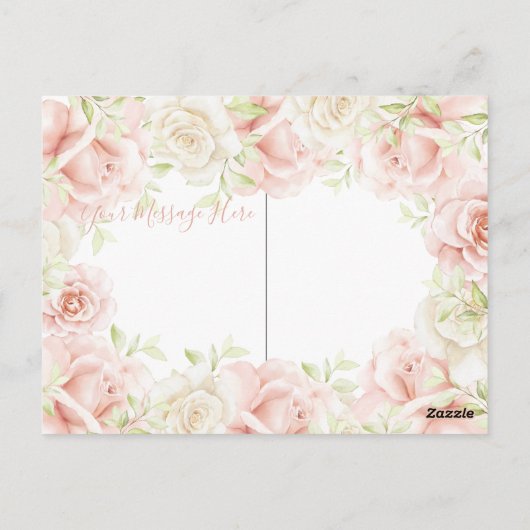 ピンク赤面フローラエレガントな結婚式ありがとう ポストカード (裏面)