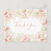 ピンク赤面フローラエレガントな結婚式ありがとう ポストカード (正面)