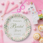 ピンク赤面フローラエレガント名ブライダルシャワー ペーパープレート (パーティー)