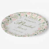 ピンク赤面フローラエレガント名ブライダルシャワー ペーパープレート (アングル)
