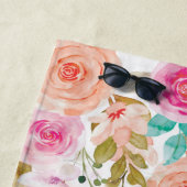 ピンク赤面フローラカスタムたった今結婚しました ビーチタオル (インサイチュ)