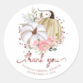 ピンク赤面フローラカボチャ秋ブライダルシャワーのお気に入り ラウンドシール (正面)