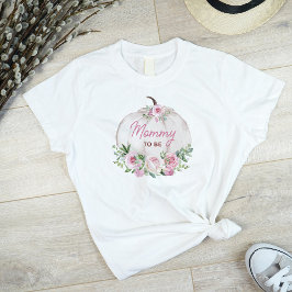 ピンク赤面フローラカボチャMommy To Be Tシャツ