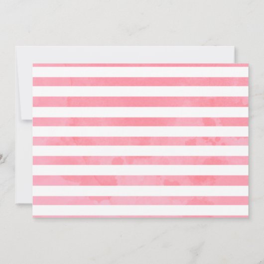 ピンク赤面フローラガールズサファリ動物のベビーシャワー 招待状 (裏面)