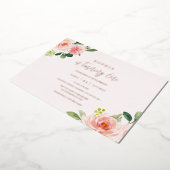 ピンク赤面フローラガール1st誕生日 箔招待状 (回転した状態)