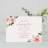 ピンク赤面フローラガール1st誕生日 箔招待状 (立ち正面)