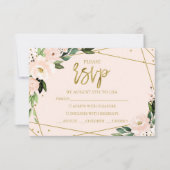 ピンク赤面フローラキンセアニェラRSVPカード 招待状 (正面)