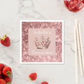 ピンク赤面フローラグリッターティアラクラウンキンセアニラ スタンダードカクテルナプキン (インサイチュ)