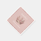 ピンク赤面フローラグリッターティアラクラウンキンセアニラ スタンダードカクテルナプキン (角)