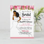 ピンク赤面フローラグリーンリーアフリカンアメリカン 招待状 (スタンド正面)