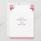 ピンク赤面フローラグリーンリーアフリカンアメリカン 招待状 (裏面)