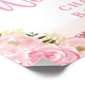 ピンク赤面フローラサファリワイルドアニマルズウェルカムベビー ポスター (角)