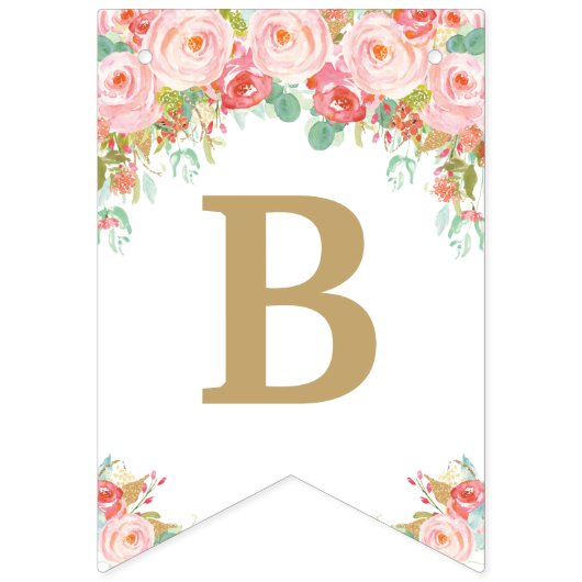 ピンク赤面フローラゾウ赤ちゃんシャワー誕生日 バンティングフラッグ (第2の旗)