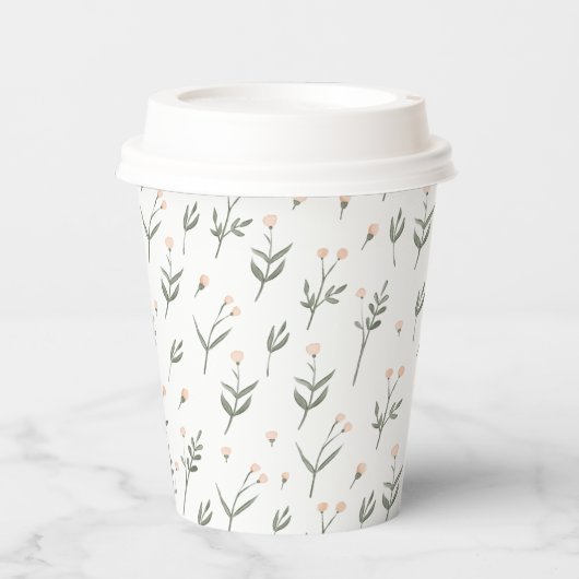 ピンク赤面フローラデリケートワイルドフラワーズコテージ 紙コップ (正面)