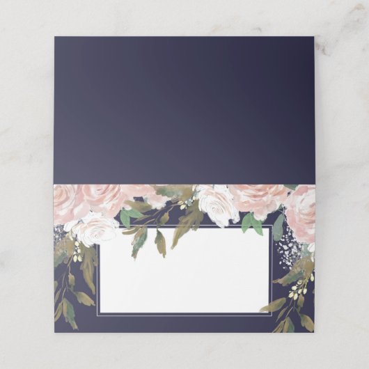 ピンク赤面フローラネイビー結婚ズ座席表 プレイスカード (外部開封)