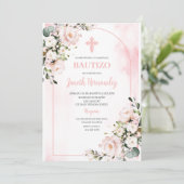 ピンク赤面フローラバウティゾスペインの招待状 招待状 (スタンド正面)