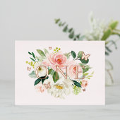 ピンク赤面フローラバタフライガール1st誕生日 箔招待状 (立ち正面)