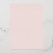 ピンク赤面フローラバラ金ゴールドブライダルシャワー 箔招待状 (裏面)