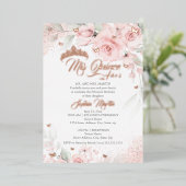 ピンク赤面フローラバラ金ゴールドミクリンスキンセアニェラ 箔招待状 (立ち正面)