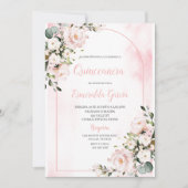 ピンク赤面フローラファーストキンセアニェラ招待状 招待状 (正面)
