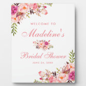 ピンク赤面フローラブライダルシャワーへようこそ フォトプラーク (正面)