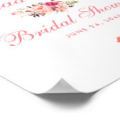 ピンク赤面フローラブライダルシャワーへようこそ ポスター (角)