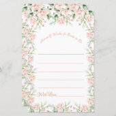 ピンク赤面フローラブライダルシャワーウィッシュアドバイスゲーム (正面/裏面)