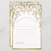 ピンク赤面フローラブライダルシャワーウィッシュゲーム (正面/裏面)