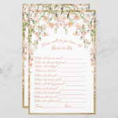 ピンク赤面フローラブライダルシャワーゲーム (正面/裏面)