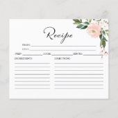 ピンク赤面フローラブライダルシャワーレシピカード (正面)
