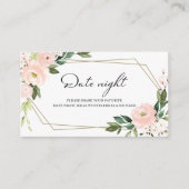 ピンク赤面フローラブライダルシャワー日付ナイトカード エンクロージャーカード (正面)
