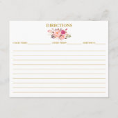 ピンク赤面フローラブライダルシャワー金ゴールドレシピカード アドバイスカード (裏面)