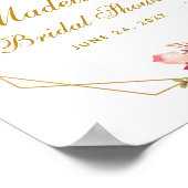 ピンク赤面フローラブライダルシャワー金ゴールド歓迎 ポスター (角)