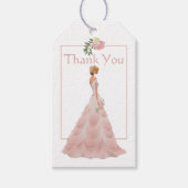 ピンク赤面フローラブライダルシャワー「ありがとう」 ギフトタグ (正面)