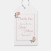 ピンク赤面フローラブライダルシャワー「ありがとう」 ギフトタグ (裏面)