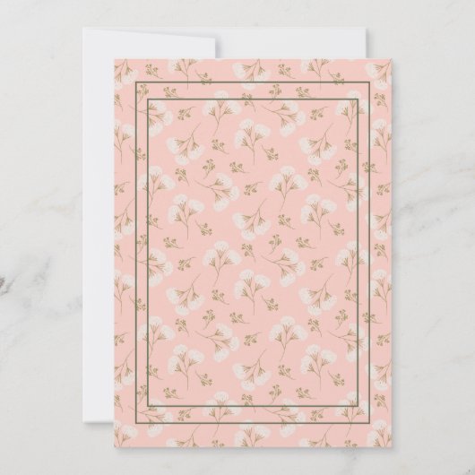 ピンク赤面フローラブライダルシャワー 招待状 (裏面)