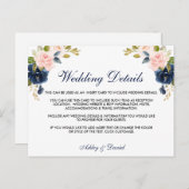 ピンク赤面フローラブルー結婚ズ詳細カード ポストカード (正面/裏面)