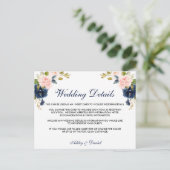 ピンク赤面フローラブルー結婚ズ詳細カード ポストカード (スタンド正面)