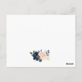 ピンク赤面フローラブルー金ゴールド結婚ズ詳細カード ポストカード (裏面)