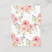 ピンク赤面フローラベビーガールシャワーおむつラッフル エンクロージャーカード (裏面)