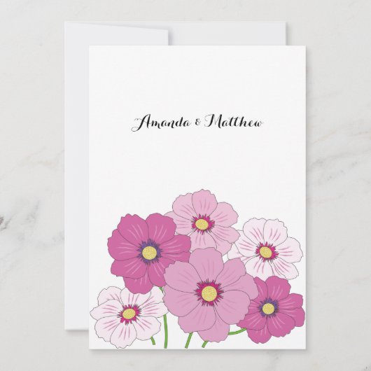 ピンク赤面フローラベビーシャワーありがとう招待状 招待状 (裏面)