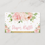 ピンク赤面フローラベビーシャワーガールおむつラッフル エンクロージャーカード (裏面)