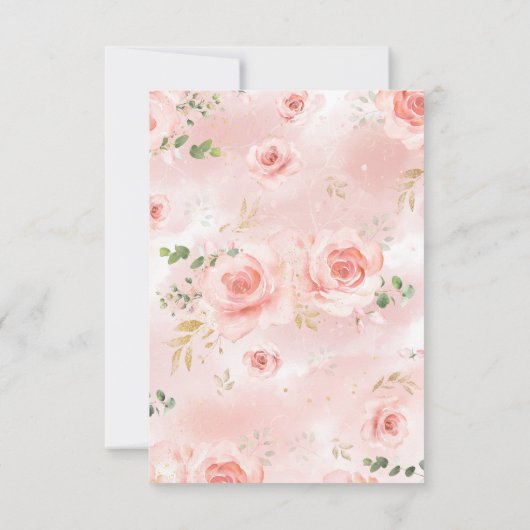 ピンク赤面フローラベビーシャワー招待状ガール 招待状 (裏面)