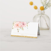 ピンク赤面フローラベビーシャワー誕生日 プレイスカード (正面)