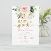 ピンク赤面フローラベビースプリンクルシャワー 招待状 (スタンド正面)